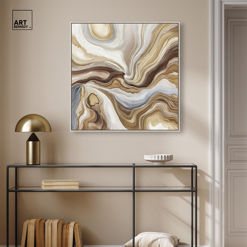 «Viscous Flow I», reproduction d'art sur toile, par Boho, cadre argenté, 30 x 30, 31"H x 31"W, Cadre argenté