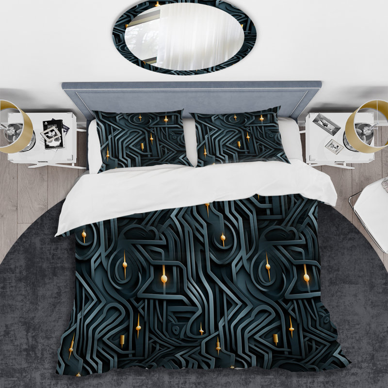 Ensemble de housse de couette Black Enigmatic, Housse de couette simple + 1 taie décorative stan