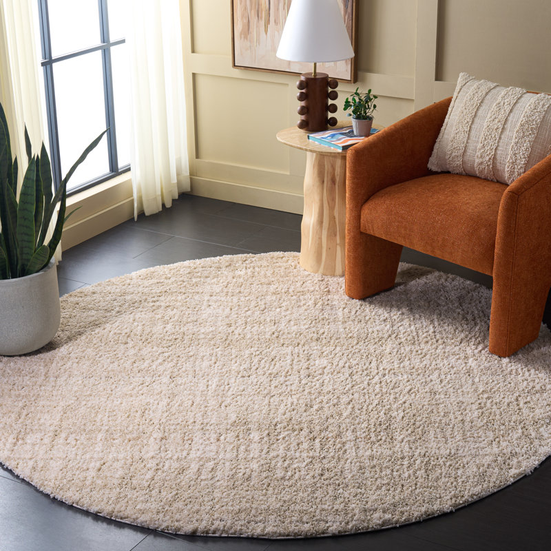 Everett Shag Performance Solid Color Indoor Rug, Round 6'7"