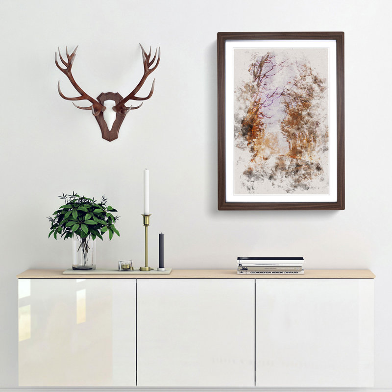 A Road Through the Woods - Framed Print, 63cm H x 45cm W x 2cm D, Walnut Framed