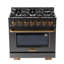 KUCHT Gemstone Professional 36 in. 5.2 cu. ft. Range with Sealed Burners and Convection Oven in Titanium Stainless Steel-1389169503