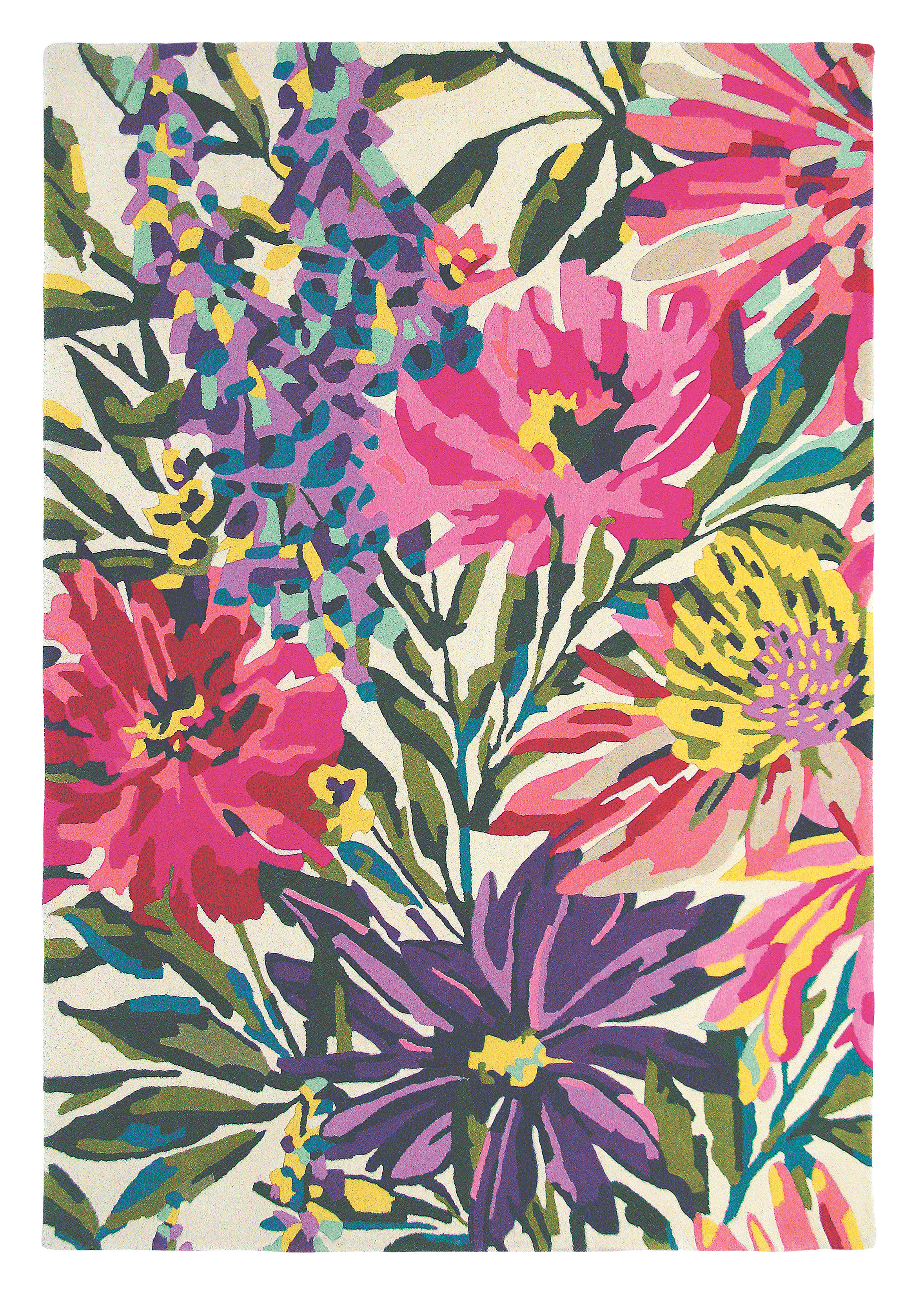 Floral Rectangular Rug Harlequin Floreale Rectangle Floral Handmade Tufted Wool Area Rug in ...