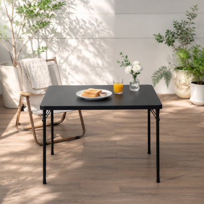 Table pliante simple à bord droit noir pour les jeux de cartes à domicile