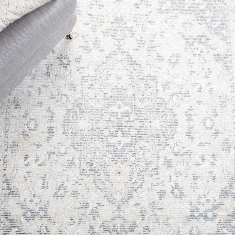 Hand Loomed Wool/Viscose Oriental Rug in Gray/Ivory, Rectangle 8' x 10'