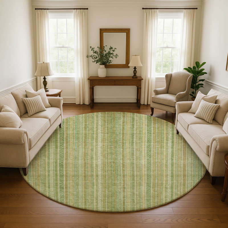 Premium Machine Washable Filiberto AMF1655 Stripes Rug, Round 8'