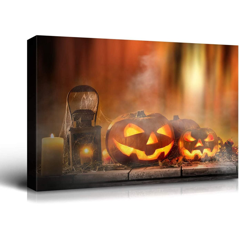 " Halloween Jack-O-Lanterns " Painting Print, H 12 po x l 18 po x P 1,5 po