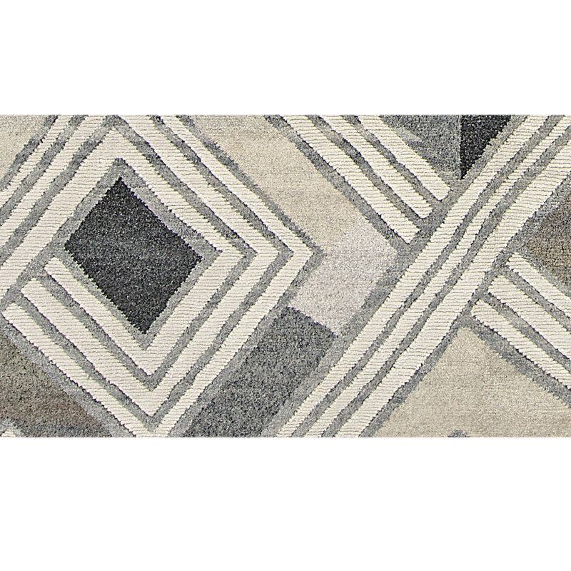 Hand Knotted Abstract Area Rug in Nickel/Gray, Rectangle 10' x 14'