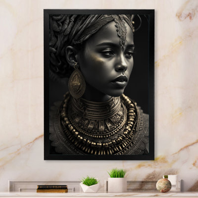 Cronan, reine afro-américaine avec bijoux traditionnels, impression sur toile