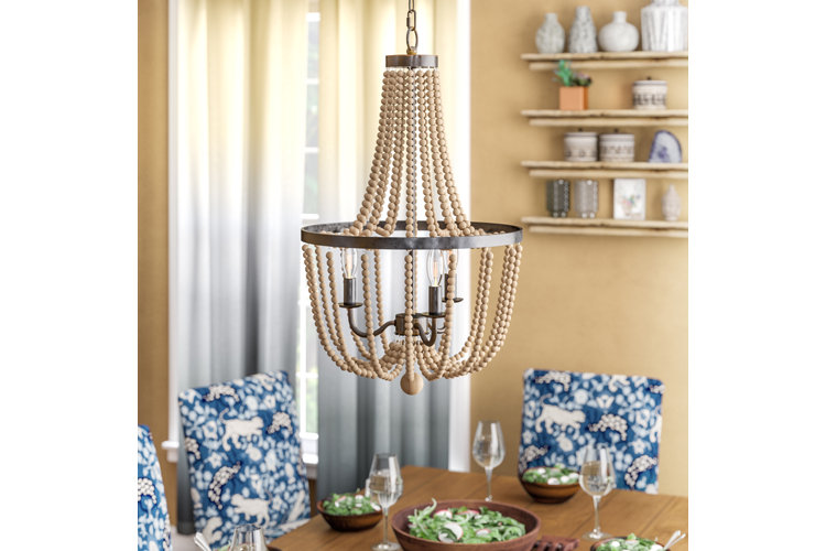 Adelina 3 - Light Unique Empire Chandelier with Beaded Accents