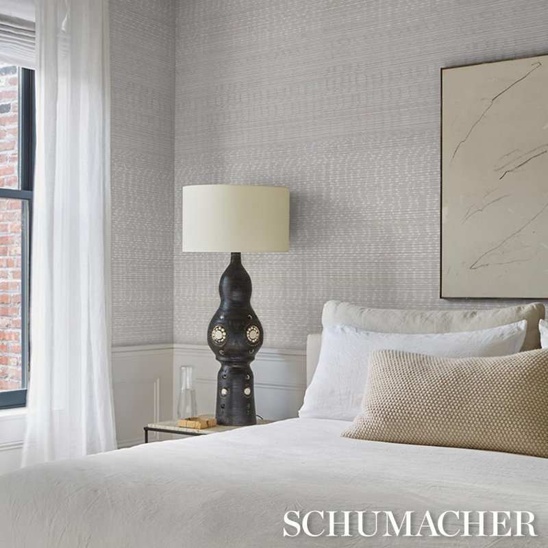 Schumacher x Patterson Flynn Etti Waterlily Wallpaper, Silver