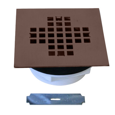 4-1/4" Square Shower Drain Cover with 2" SCH 40 PVC Drain Pipe