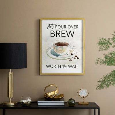 «Hot Pour Over Brew», reproduction encadrée - bois massif