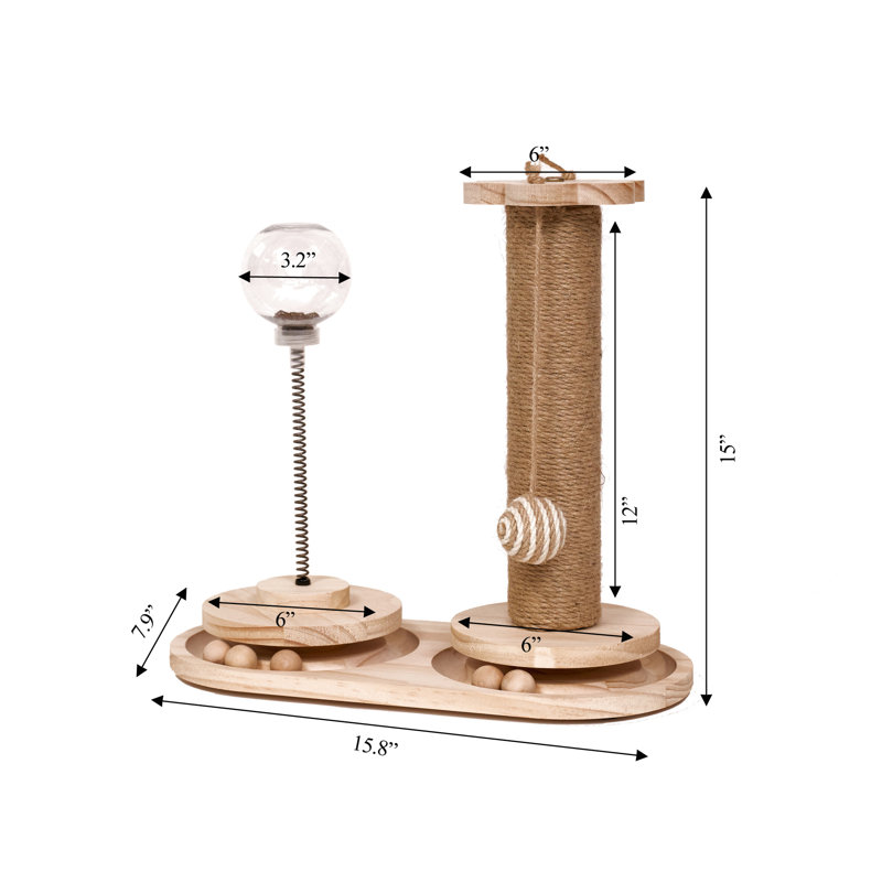 Natural Beige Sisal and Wood Cat Activity Center