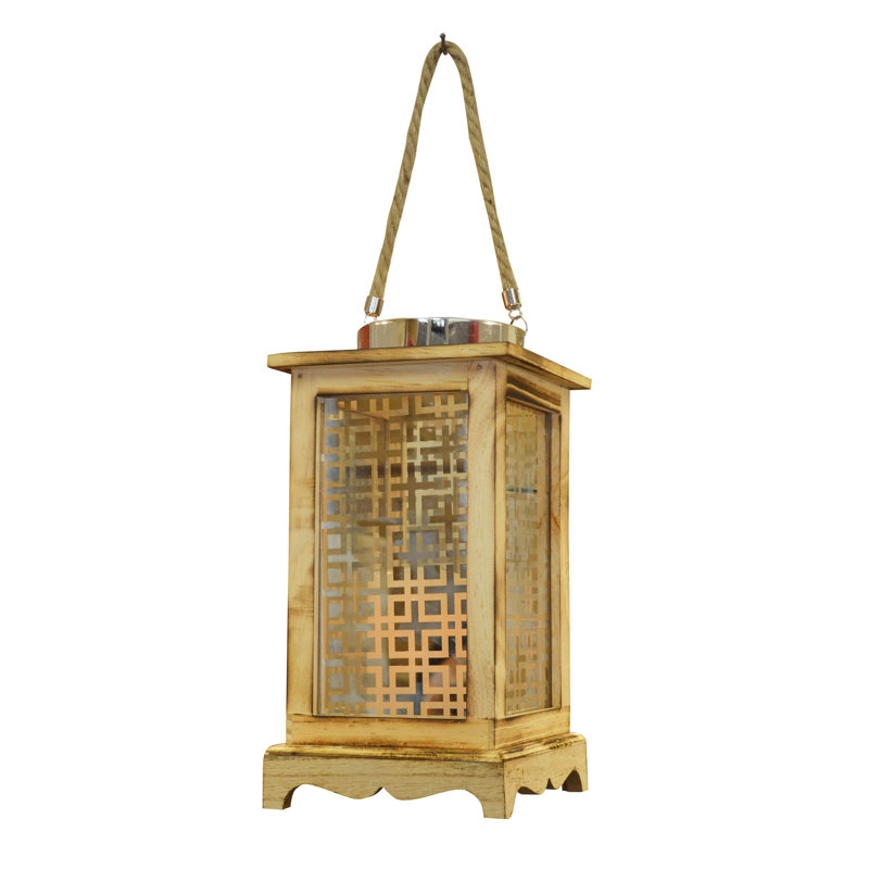 Wood Wall Lantern with Candle Included