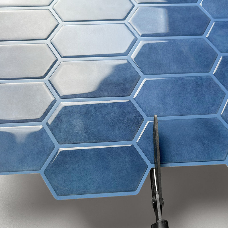 Dosseret hexagonal bleu en vinyle à motif hexagonal (ensemble de 10)