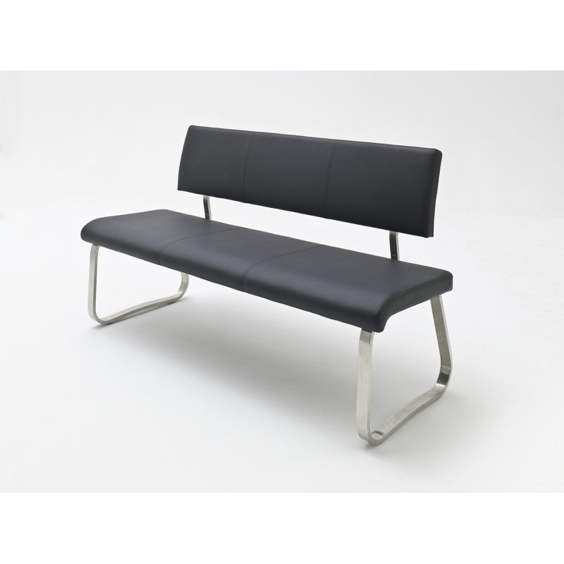 Alday Upholstered Bench, 86cm H x 155cm W x 59cm D, Black