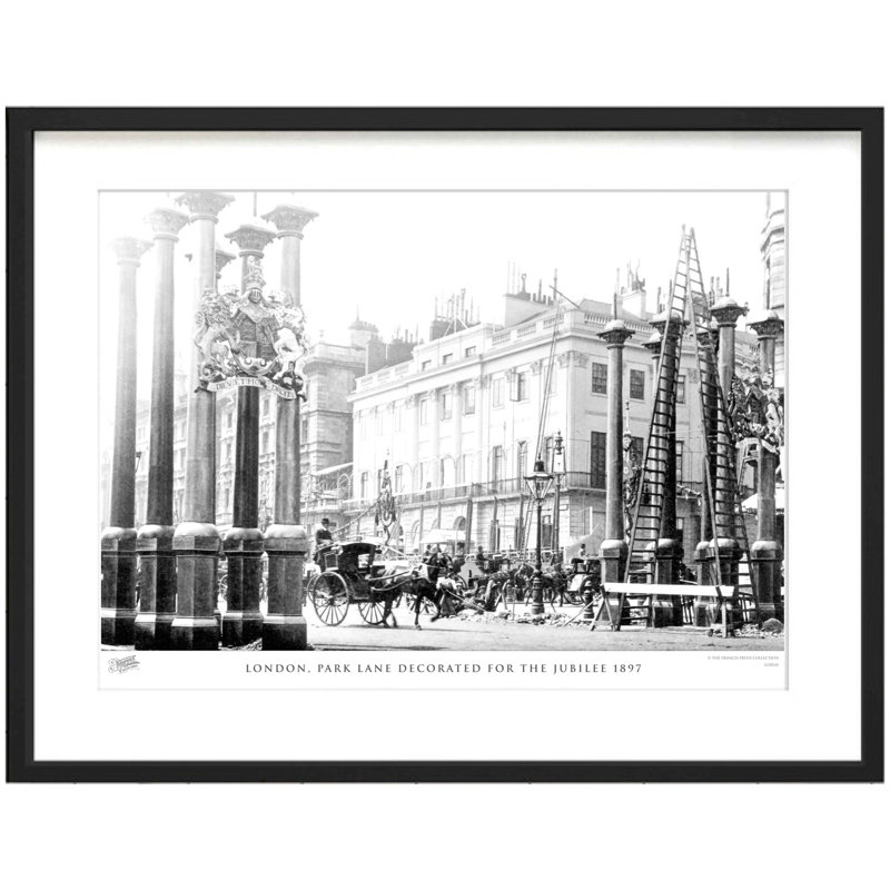 London, Park Lane Decorated For The Jubilee 1897 by Francis Frith - Single Picture Frame Print, 40cm H x 50cm W x 2.3cm D