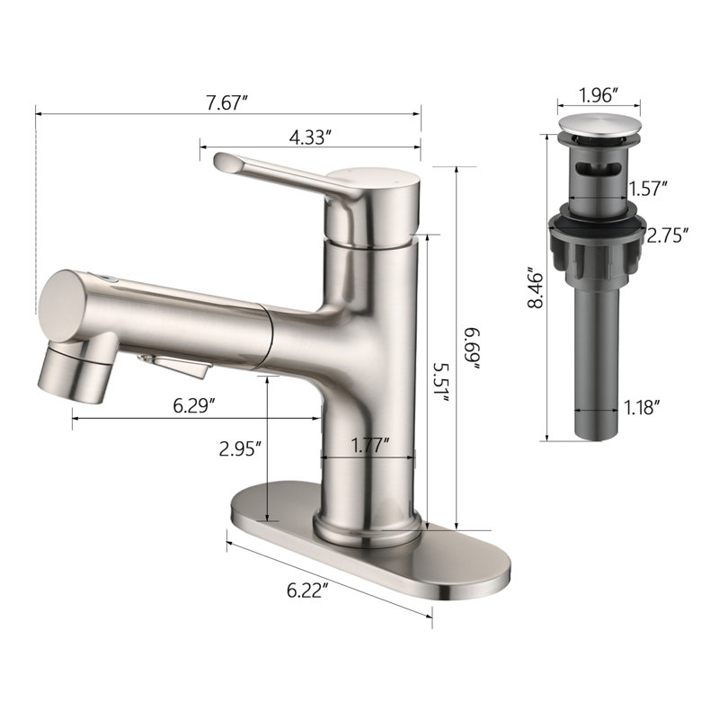 Robinet escamotable de salle de bain en acier inoxydable pour lavabo et cuisine