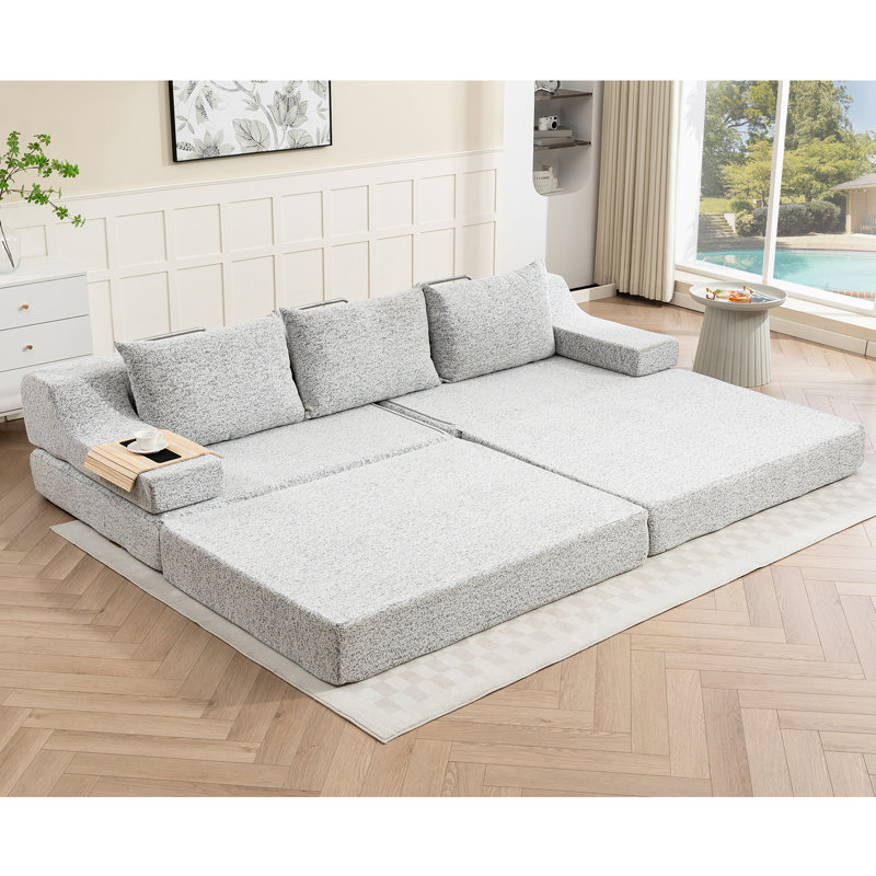 Boneless 110.6" Folding Convertible Sofa Bed,2-in-1 Modular Oversized Boneless Couch With Wide Armest & Thick Cushion,futon Sofa With Pull Out Bed For Living Room,bedroom,no Assembly Acquired(black)