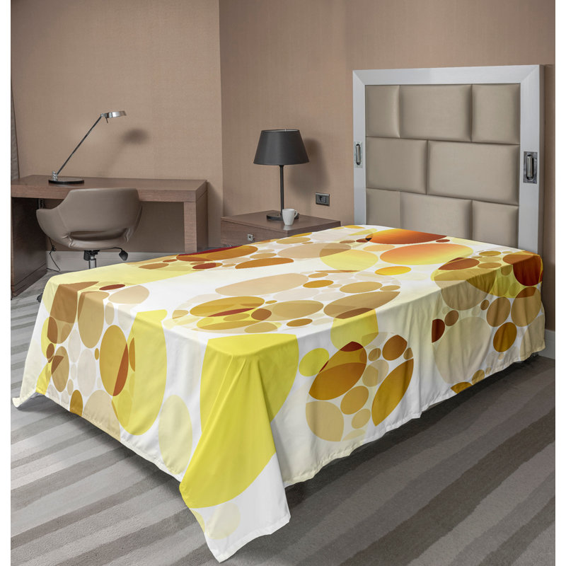 Ambesonne Top Flat Sheet Royal, Twin Flat Sheet, Yellow Mustard Polka Dots 15