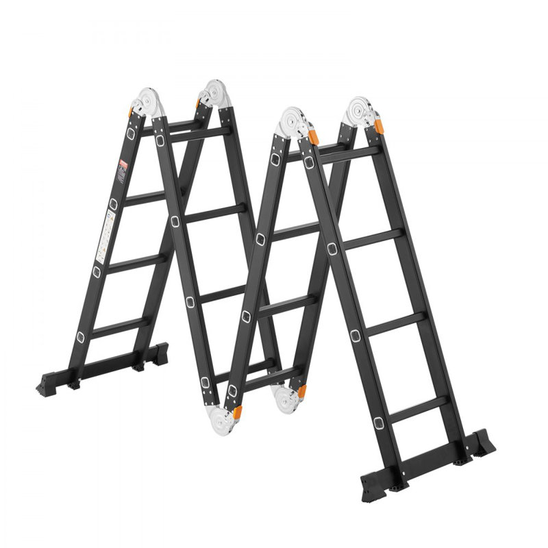 Échelle pliante multi-usages 7-en-1 à 4 marches pour travailler, 15,5 pi, Noir
