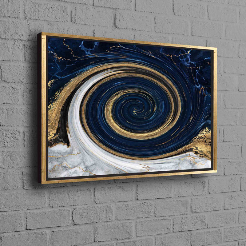 Modern Abstract Alcohol Ink Artwork On Canvas For Wall Decor, 40 cm H x 60 cm W, White Floater Framed