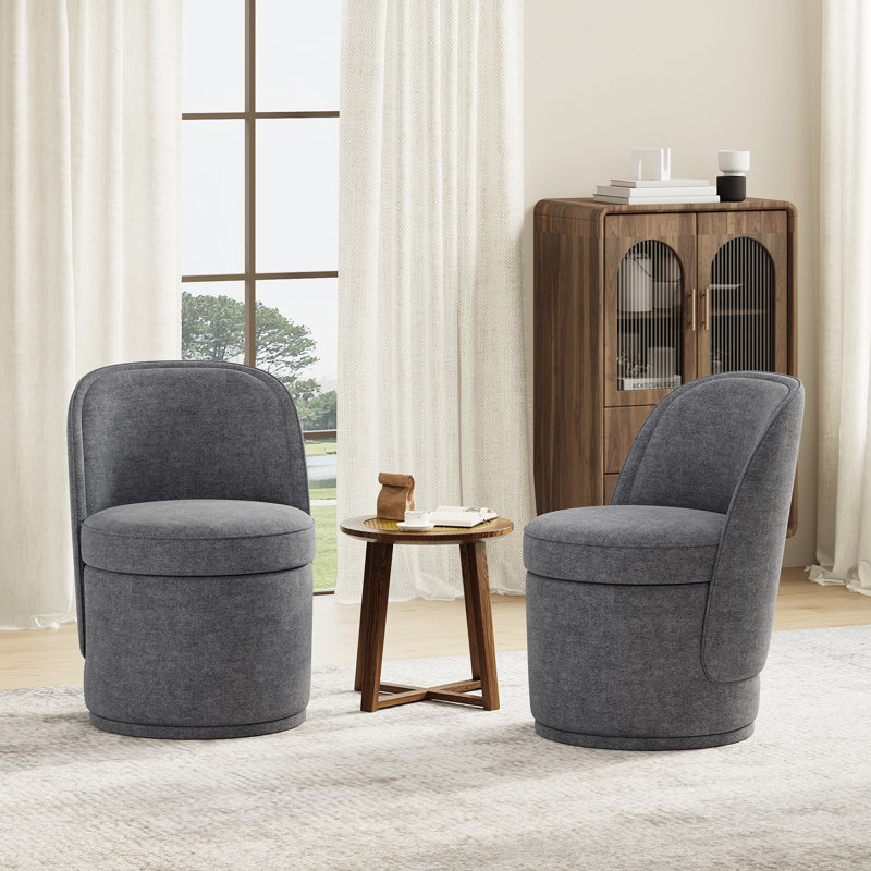 Fauteuil d'appoint pivotant rembourré avec rangement, sans assemblage, Gris foncé