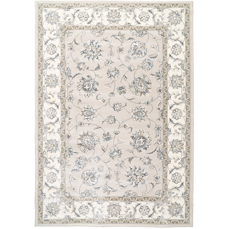 Tapis gris doux / crème Attell, Rectangle 5 pi 3 po x 7 pi 7 po