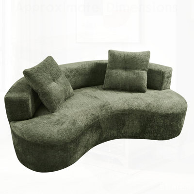 3 Seater Couch for Living Room, Boneless Upholstered Floor Sofa with 2 Pillows, Comfortable and Space-Saving