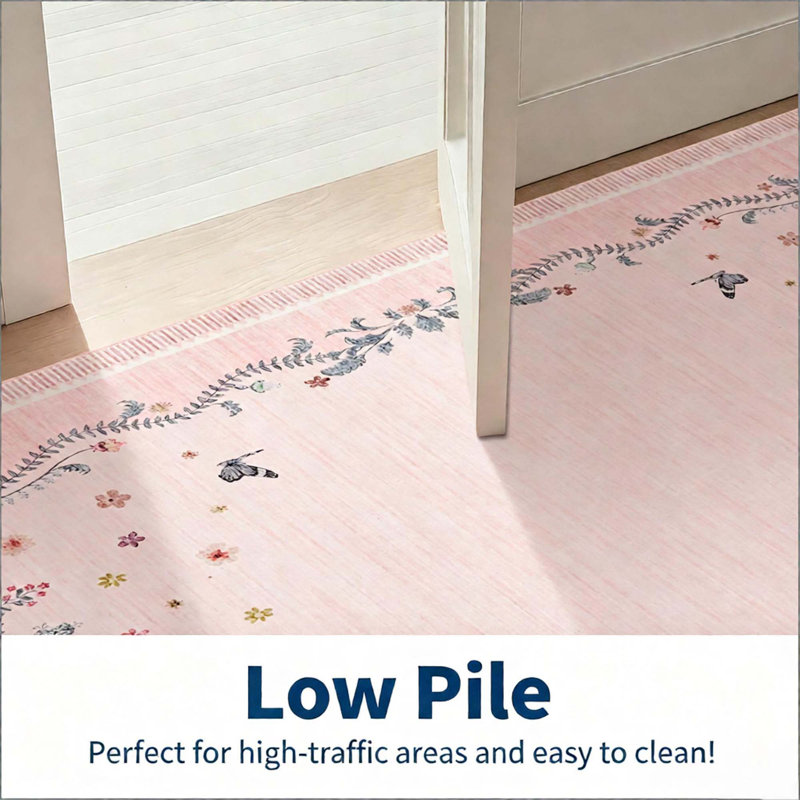 Tapis à bordure Clover Petal pour chambre à coucher et salon, Rose, 10 x 13 pi