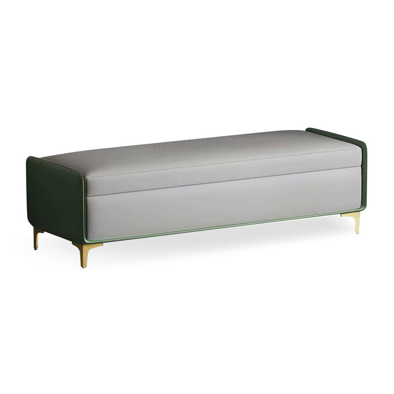 Upholstered Bench, Gray/Green, 15.75" H x 47.24" W x 15.75" D