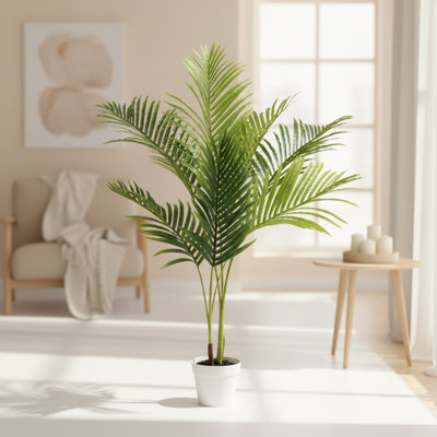 Algreen 54" Faux Palm Tree in White Decorative Planter