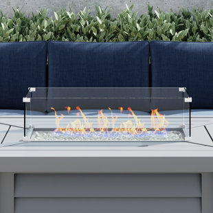 Olney 27.95'' x 11.61'' Rectangle Glass Fire Pit Accessory