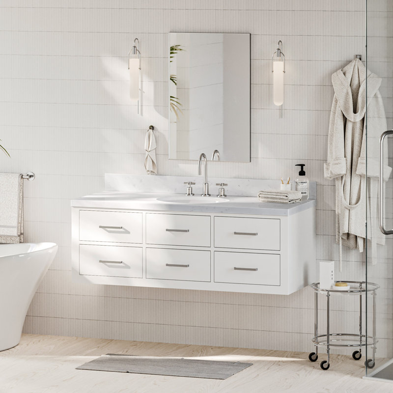 Ensemble de meuble-lavabo simple mural 54,25 "Macmullin, Blanc