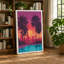 Tropical Sunset Poolside Retro - Wrapped Canvas-910911788-910911790