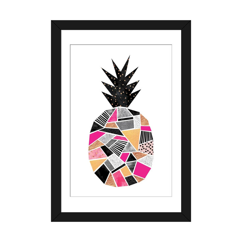 « pretty ananas », impression sur toile tendue, H 24 po x l 16 po x P 1 po, Papier d'art encadré noir, Blanc