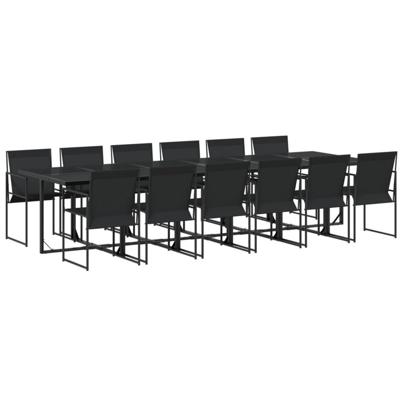  Grand ensemble de salle à manger de jardin pliable en textilène noir, 12