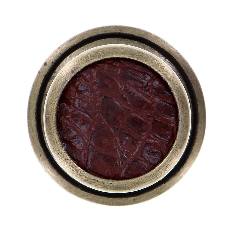 Equestre Round Knob, Large, Antique Brass, Brown Stone