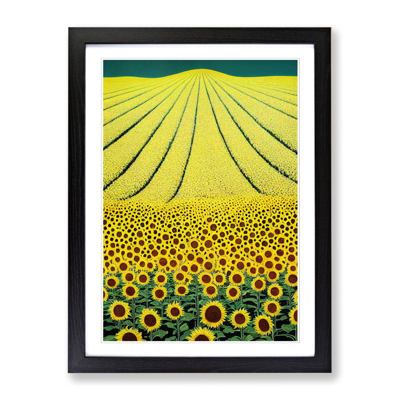 Unique Sunflower Field Vol.3 - Picture Frame Print, Black, 64cm H x 46cm W x 2cm D