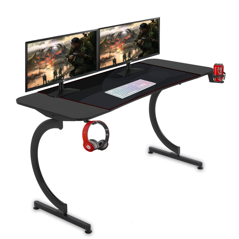 Bureau de jeu, H 29,5 po x l 43,3 po x P 23,6 po, Noir