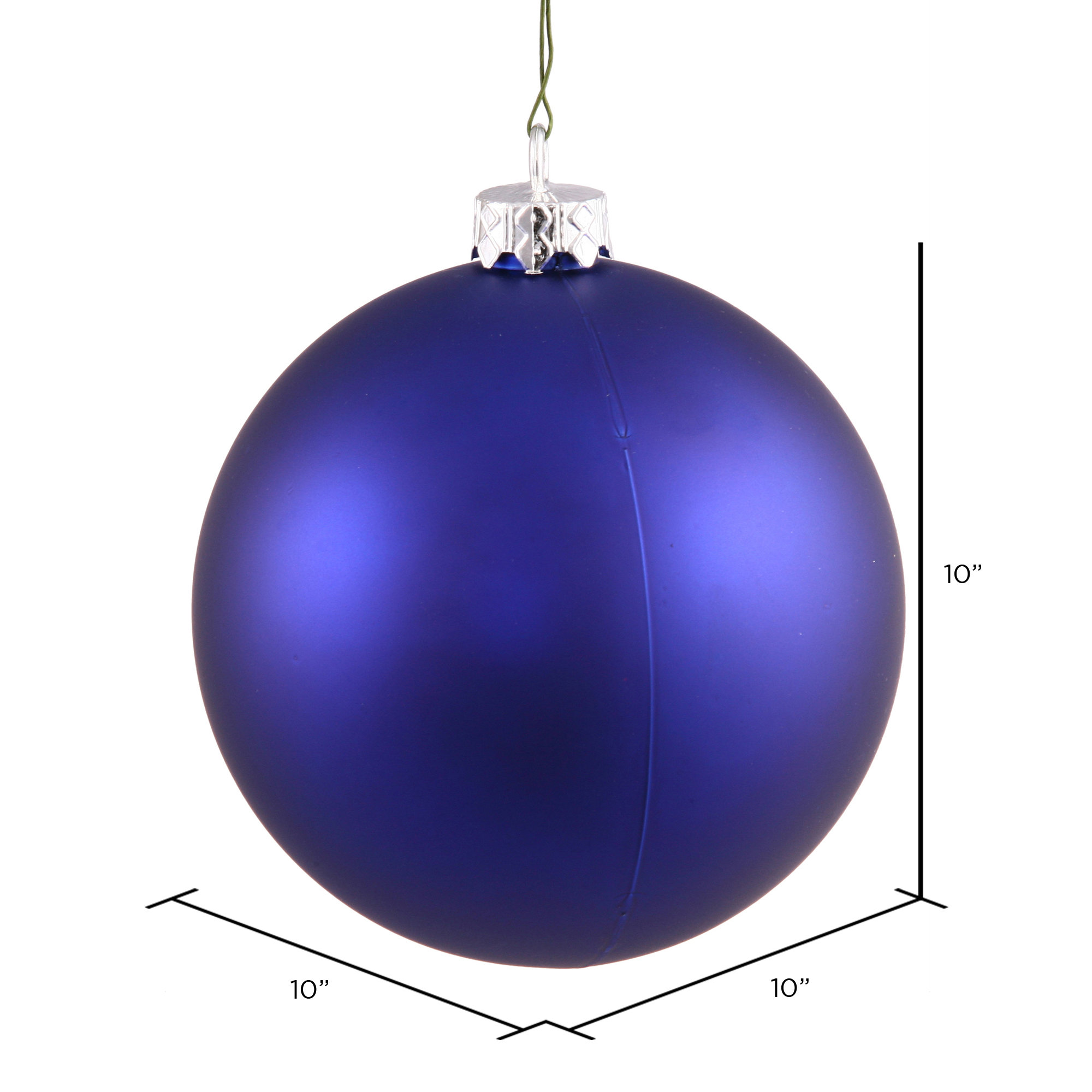 Holiday Décor Ball Ornament, 10" H x 10" W x 10" D, Cobalt Blue