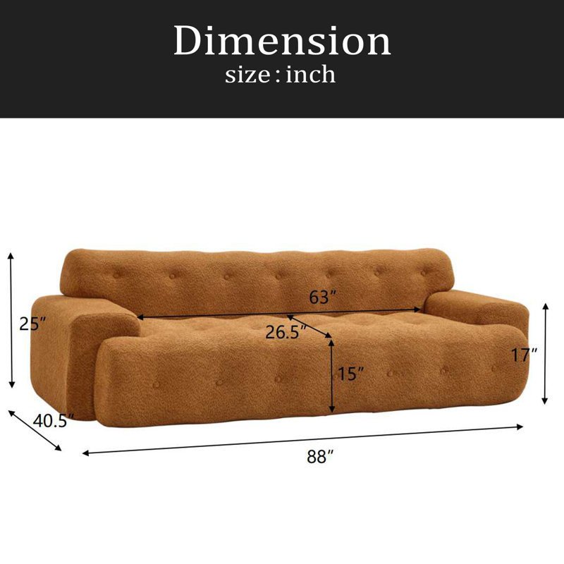 Canapé 88 places 3 places avec canapé capitonné confortable, Boucle Nomad
