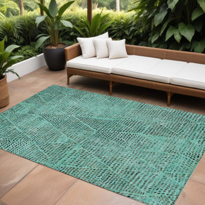 Tapis bleu sarcelle et gris anthracite lavable 9 pi x 12 pi