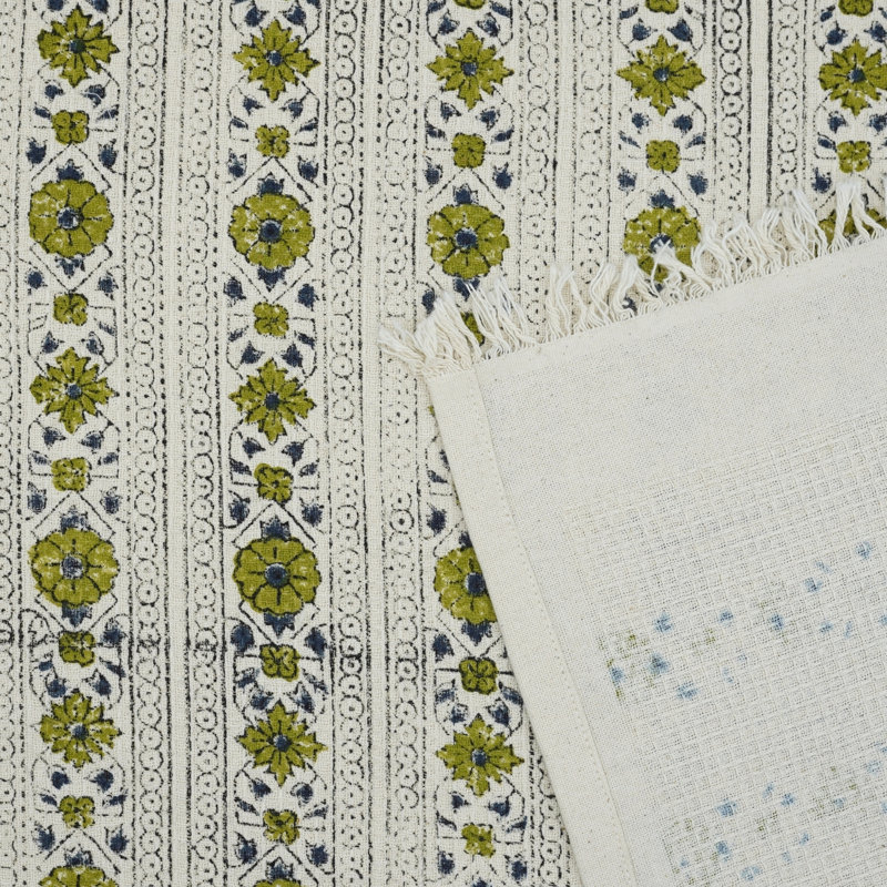 Hand Block Print Cotton Waffle Hand Towels - Elegant & Eco-Friendly Towels for Every Home(Floral Baagh, Green)