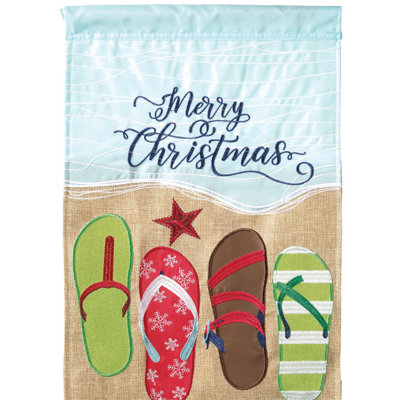 Drapeau de jardin 18 po x 13 po Chael Merry Christmas Sandles