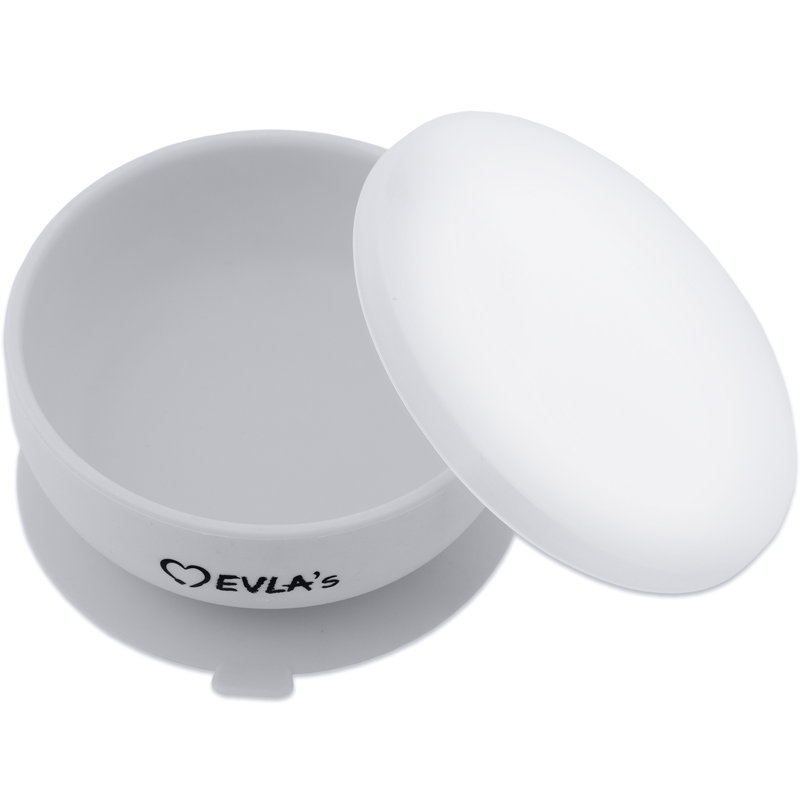 Ensemble d'alimentation pour bébé Evla's, fournitures pour le bébé à la tête, bavoirs en silicone réglables, assiette divisée, bol d'aspiration avec couvercle, cuillères douces pour bébés ou tout-petits