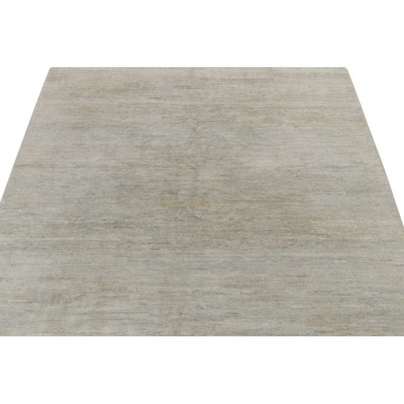 Textural Hand Knotted Silk Striped Area Rug, Rectangle 8' x 10'