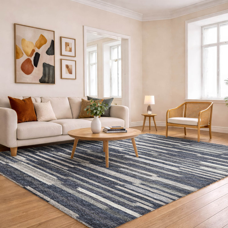 Premium Machine Washable Dream Shag ADS114 Striped Bars Rug, Gray, 3' x 5'