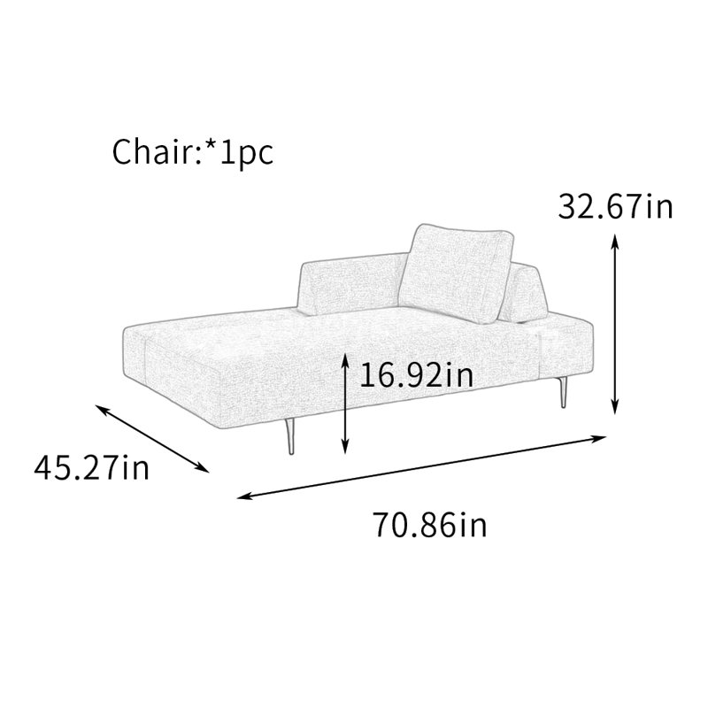 Méridiennes d'intérieur modernes avec pieds en métal, Orienté à droite, Beige