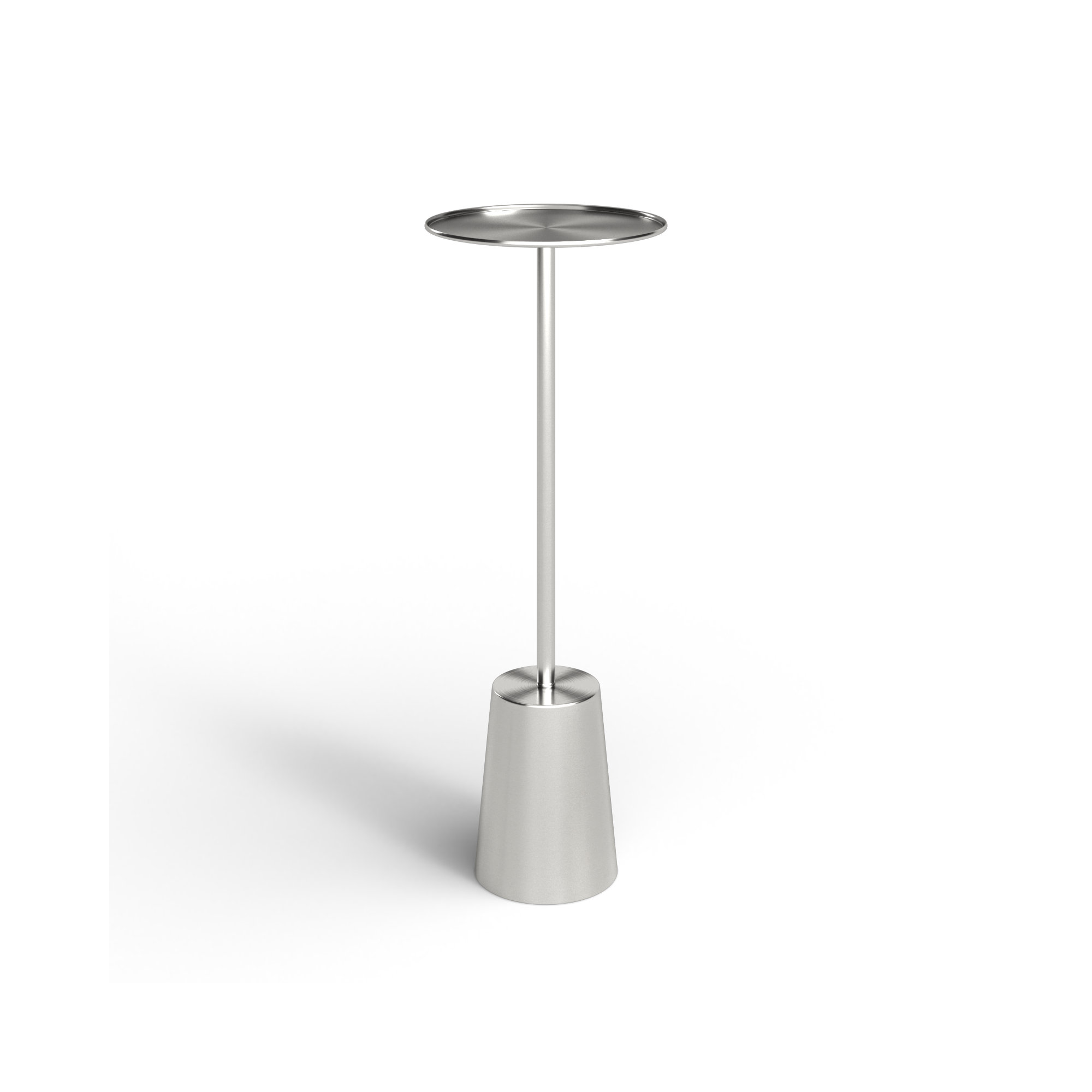 Patson Steel Tray Top Pedestal End Table, Silver